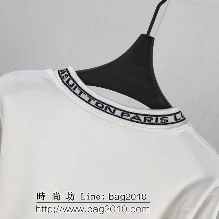 LV路易威登 19SS Virgil 定織字母螺紋 加厚長袖 男款白色打底 Tee ydi1816